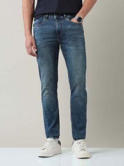 AD By Arvind - Blue Solid Plain Casual Jeans