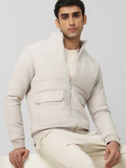 Mufti - Off White Solid Plain Full Sleeves Casual Jacket