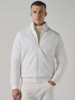 Mufti - White Textured Full Sleeves Casual Jacket