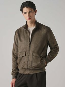 Mufti - Olive Solid Plain Full Sleeves Casual Jacket