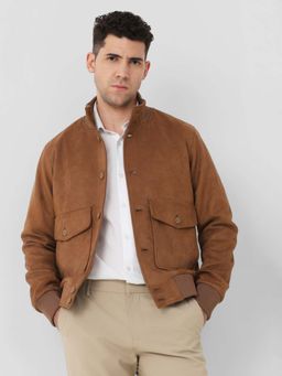 Mufti - Brown Solid Plain Full Sleeves Casual Jacket