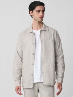 Mufti - Beige Solid Plain Full Sleeves Casual Jacket