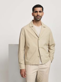 Mufti - Beige Solid Plain Full Sleeves Casual Jacket