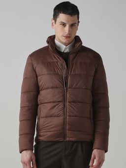 Mufti - Brown Textured Full Sleeves Casual Jacket