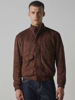 Mufti - Brown Solid Plain Full Sleeves Casual Jacket