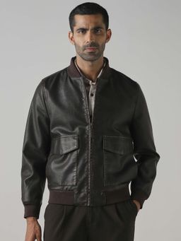 Mufti - Brown Solid Plain Full Sleeves Casual Jacket