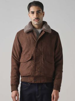 Mufti - Brown Solid Plain Full Sleeves Casual Jacket