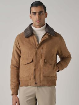 Mufti - Tan Solid Plain Full Sleeves Casual Jacket