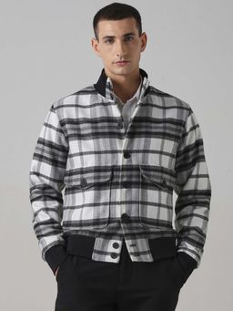 Mufti - White Checks Full Sleeves Casual Jacket