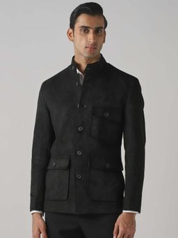 Mufti - Black Solid Plain Full Sleeves Casual Jacket