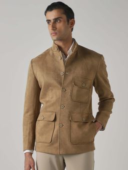 Mufti - Beige Solid Plain Full Sleeves Casual Jacket