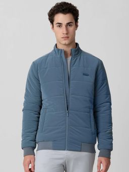 Mufti - Blue Textured Full Sleeves Casual Jacket