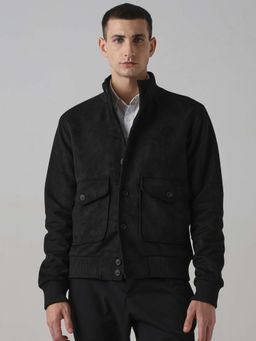Mufti - Black Solid Plain Full Sleeves Casual Jacket