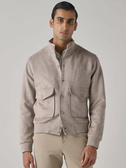 Mufti - Beige Solid Plain Full Sleeves Casual Jacket