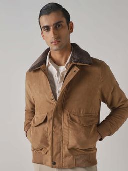Mufti - Beige Solid Plain Full Sleeves Casual Jacket