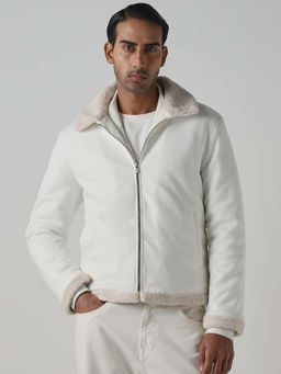 Mufti - White Solid Plain Full Sleeves Casual Jacket