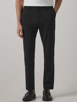 Mufti - Black Solid Plain Formal Chinos