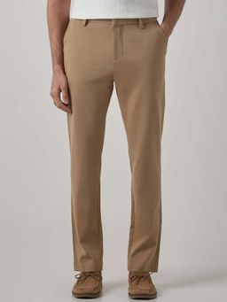 Mufti - Khaki Solid Plain Formal Chinos