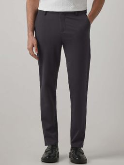 Mufti - Charcoal Solid Plain Formal Chinos