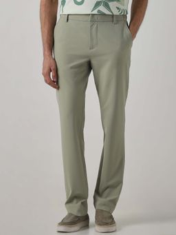 Mufti - Green Solid Plain Formal Trouser