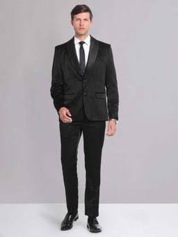 AD By Arvind - Black Solid Plain Full Sleeves Formal Two Piece Suit