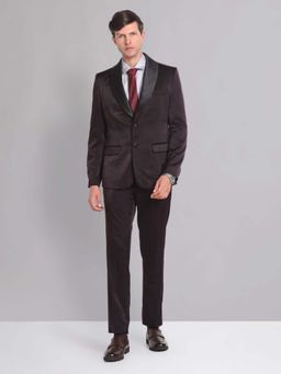 AD By Arvind - Purple Solid Plain Full Sleeves Formal Two Piece Suit