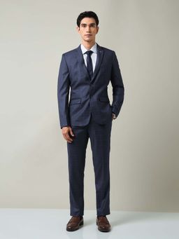 AD By Arvind - Blue Checks Full Sleeves Formal Two Piece Suit