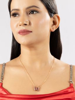 Niscka - Pink Butterfly Pendant Necklace Chain