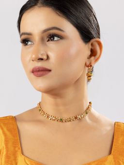 Niscka - Multi-Color Chic American Diamonds Gold Plated Necklace Set