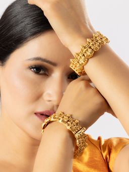 Niscka - 24K Gold Plated Goddess Lakshmi Openable Kada