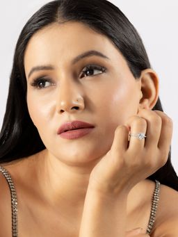 Niscka - Heart Shape Solitaire American Diamond Silver Proposal Ring (6)