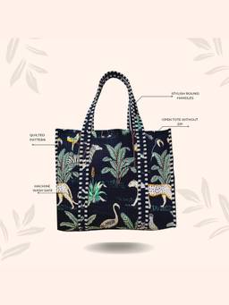 House of Gulab - Multi-Color Handblock Printed Quilted Tote Bag