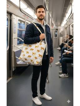 House of Gulab - Off White Handblock Printed Quilted Tote Bag