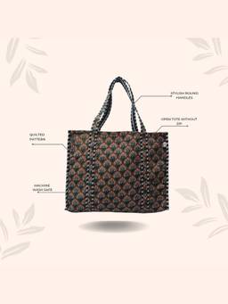 House of Gulab - Multicolor Handblock Printed Quilted Tote Bag