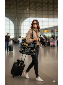 House of Gulab - Black Tote Bag with 3 Pouches
