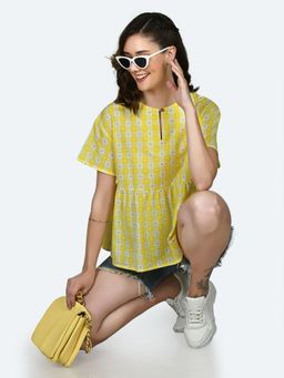 Zink London - Womens Multi-color Checks Shirt Top