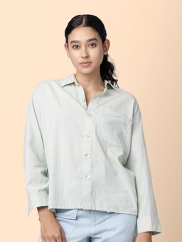 phuhar's - Kaya Green Drop Shoulder Shirt