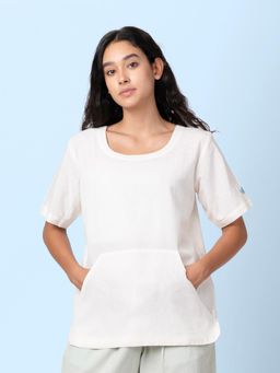 phuhar's - Skippy Natural White Top With Kangaroo Pockets
