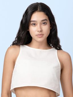 phuhar's - Sol Natural Sleeveless White Crop Top