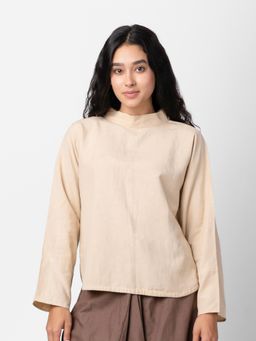 phuhar's - Veda Beige High Collar Top