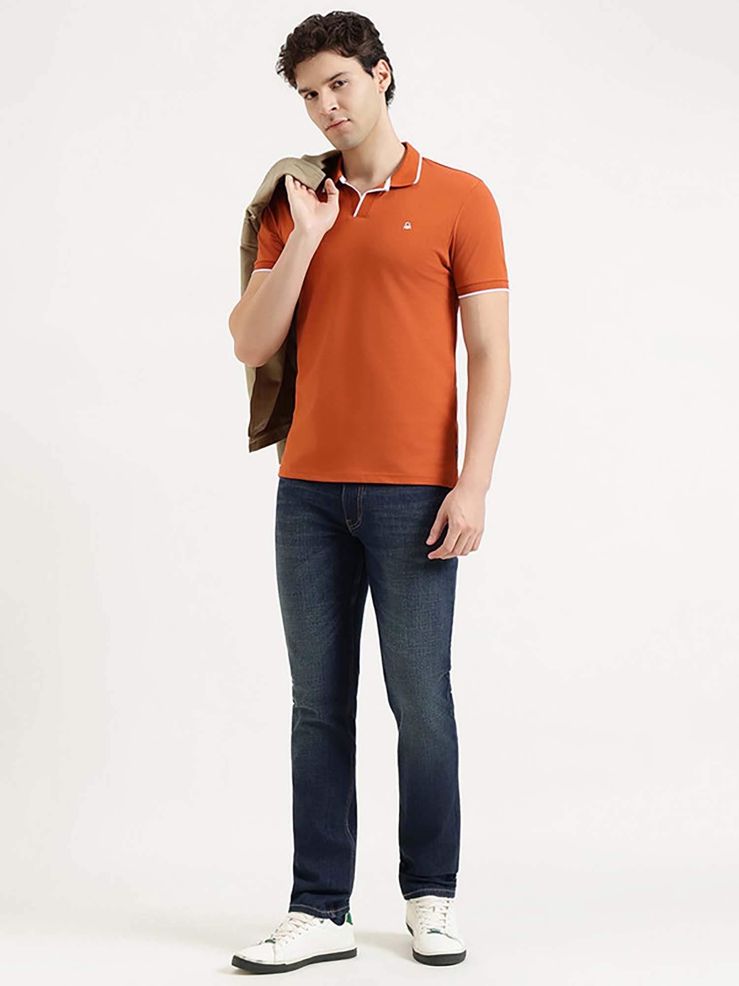 Men Blue Cotton Blend Solid Jeans
