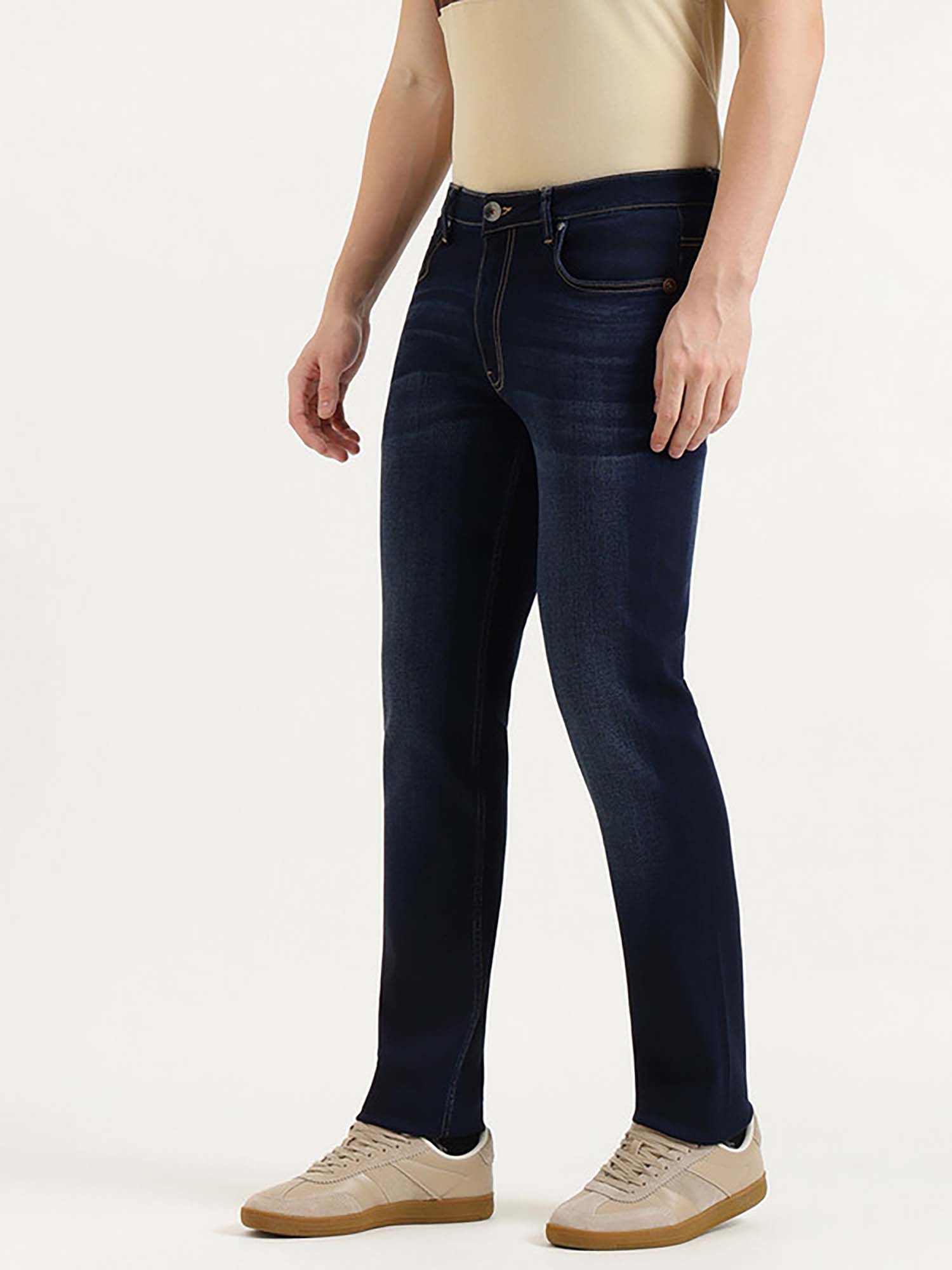 Men Blue Tencel Solid Jeans