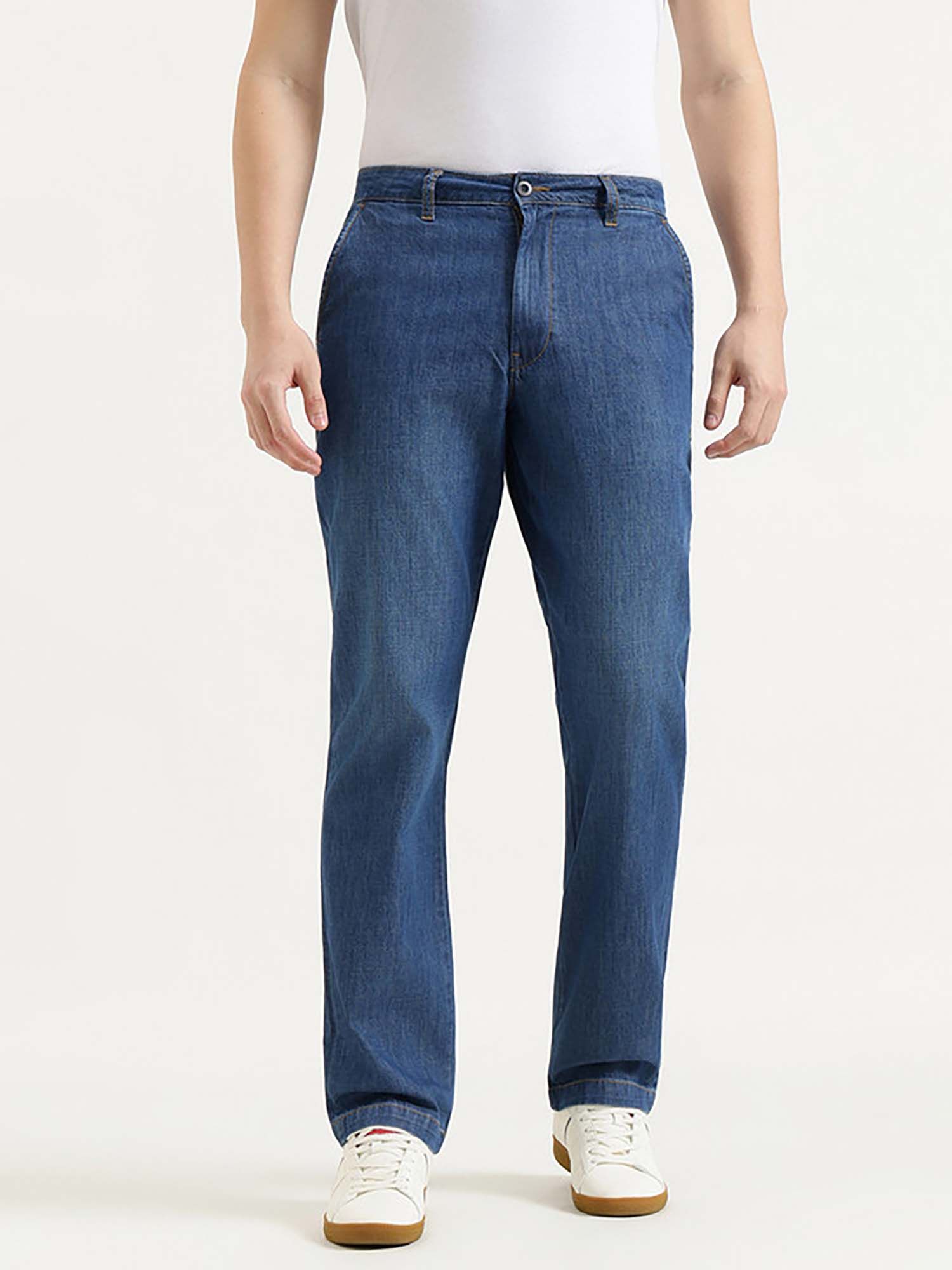 Men Blue Pure Cotton Solid Jeans