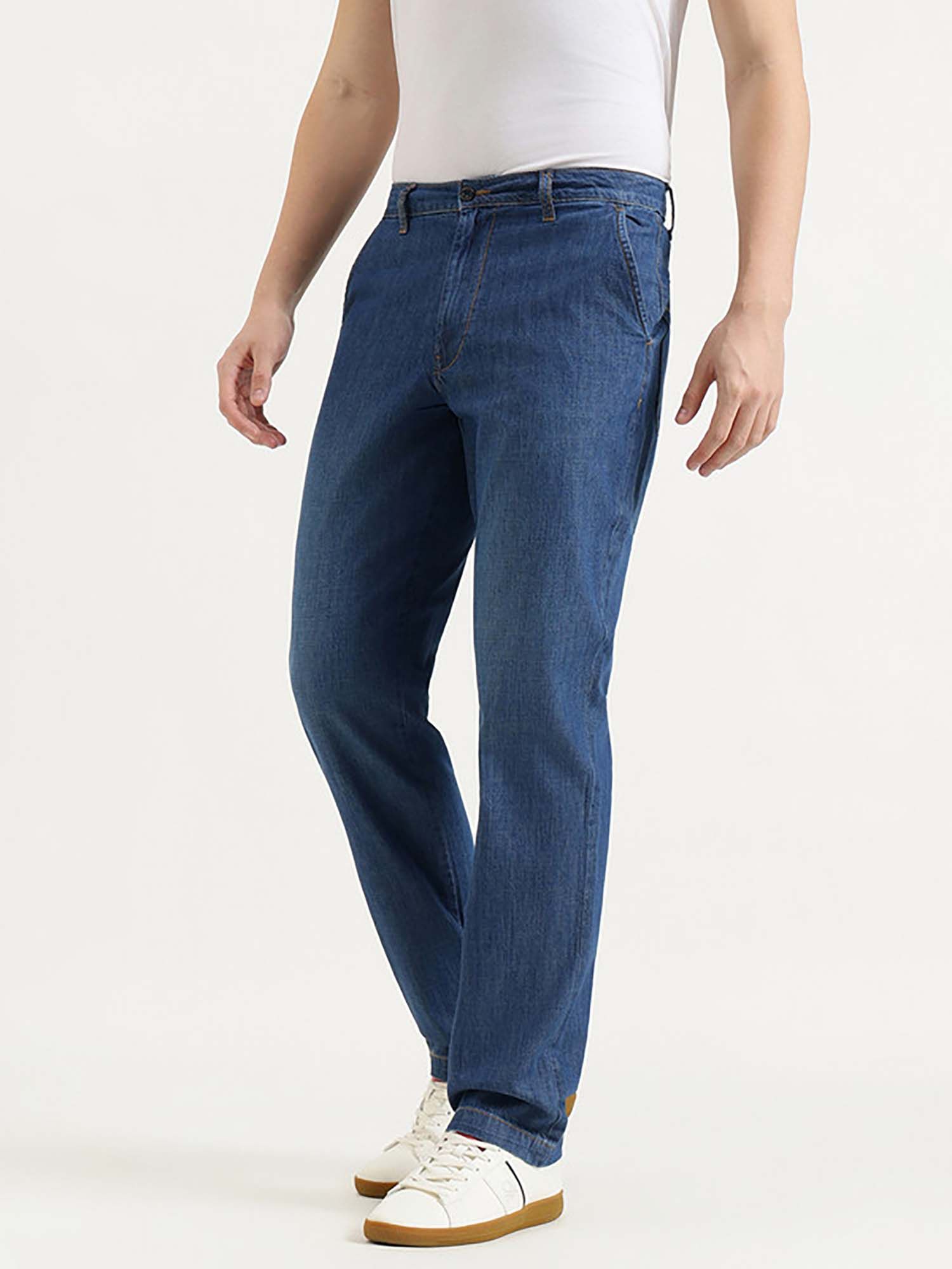 Men Blue Pure Cotton Solid Jeans