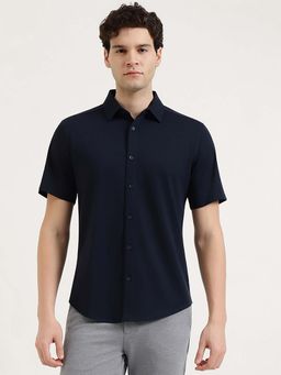 United Colors of Benetton - Men Navy Blue Pure Cotton Solid Shirt