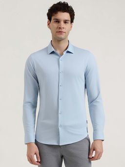 United Colors of Benetton - Men Blue Cotton Blend Solid Shirt
