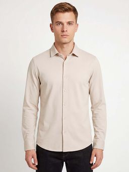 United Colors of Benetton - Men Cream Cotton Blend Solid Shirt
