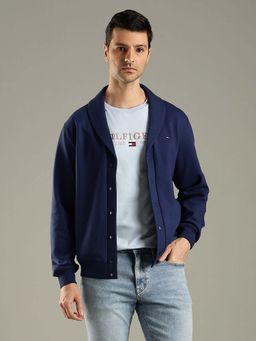 Tommy Hilfiger - Men Blue Cotton Solid Cardigan