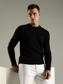Tommy Hilfiger - Men Black Wool Solid Sweater