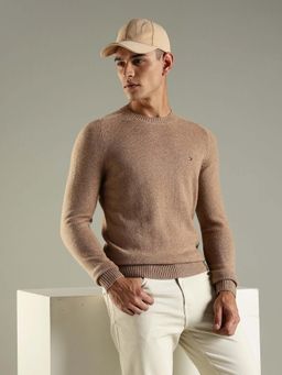 Tommy Hilfiger - Men Beige Wool Solid Sweater